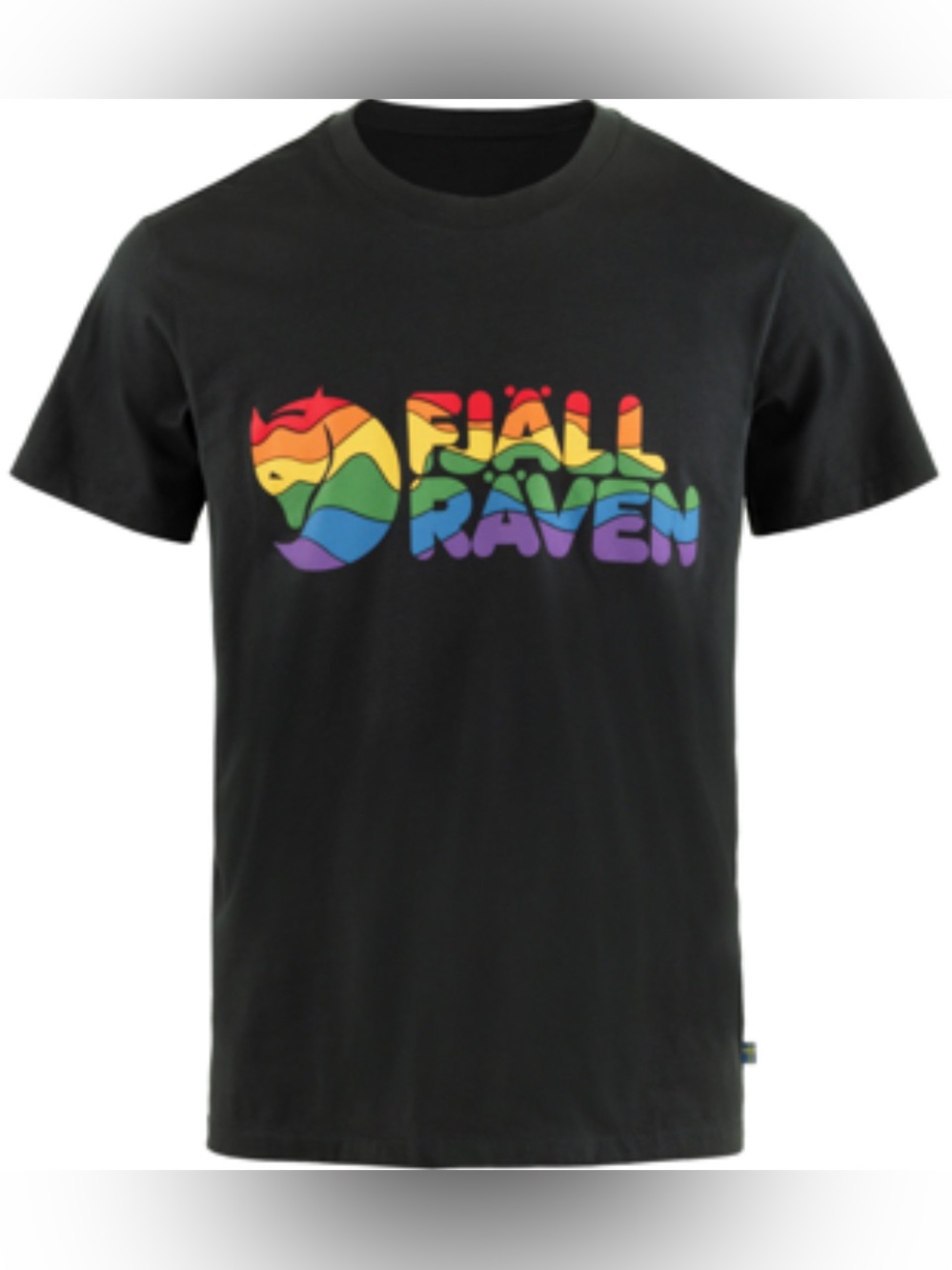 ISO: Fjällräven Black Rainbow Logo Pride T-Shirt, Size Small (or M!)